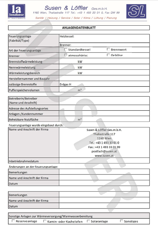 Anlagendatenblatt